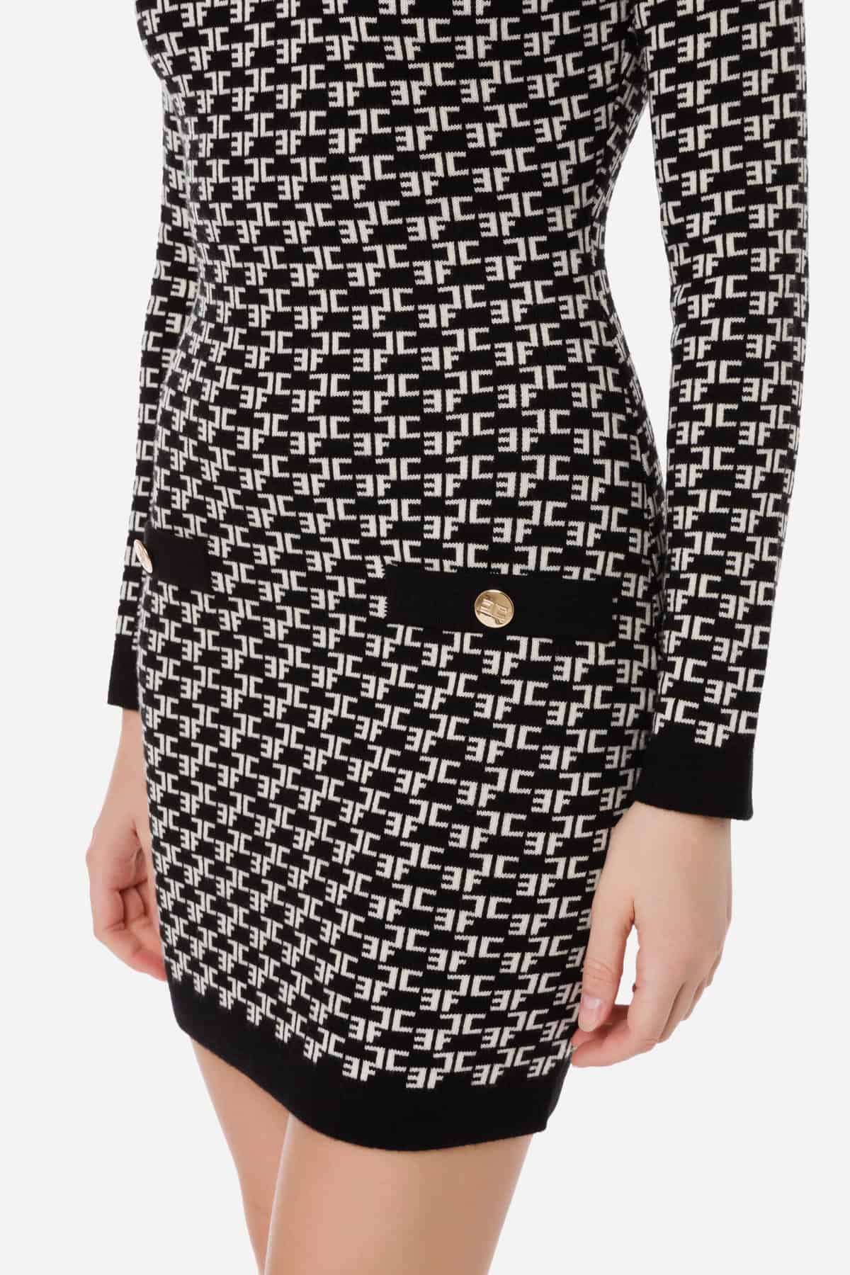 Monogram Lettering Turtleneck Dress - Image 13